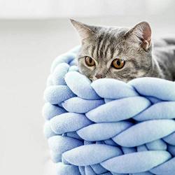 Lucky Monet Cotton Knitted Pet Bed Basket Warm Soft Woven Cat Nest Cozy Cuddler for Dogs & Cats