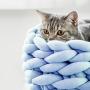 Lucky Monet Cotton Knitted Pet Bed Basket Warm Soft Woven Cat Nest Cozy Cuddler for Dogs & Cats