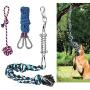 Spring Pole Dog Rope Toys with a Big Spring Pole Kit, 2 Different Twisted Cotton Rope Chew Toys and a 16ft Rope - Safe for Dogs to Pulling, Chasing, Chewing, Teasing, Training