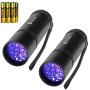 TICOZE Blacklight Flashlights 2 Pack UV Flashlight 12 LEDS 395nM Handheld Black light Pet Urine Detector for Dog Pet Urine/Scorpion with 6pcs AAA Batteries