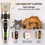 Dog Hair Clippers for Grooming – Professional Low Noise Electric Cordless Pet Hair Trimmer Shaver Razor for Dogs Cats and Other Animal with Thick Long and Thin Hair