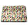 Nomorer Pet Mat for Kennel Moon Bite-Resistant Striped Checkered and Dotted Cloud Motifs with Yellow Crescent Moon Kids Bedtime Pale Blue Yellow