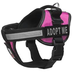 Dogline Vest Harness for Dogs and 2 Removable Adopt Me Patches, Large/28 to 38'', Pink