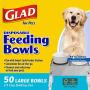 Glad for Pets Disposable Feeding Bowls | Large Dog Bowls in Gray Pattern | 3.5 Cup Feeding Size, 50 Count - Dog Bowls are Great for Dry and Wet Dog Food or Water