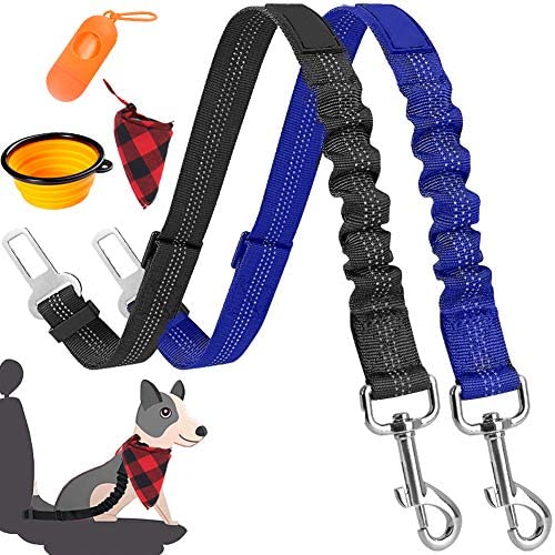 BalaBOPEN Dog Seat Belt, Retractable Dog Car Seatbelts Adjustable Heavy Duty & Elastic Reflective Vehicle Pet Car Seat Belts Dog Safety Harness(2 Packs) (L)