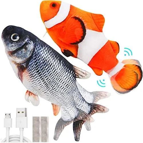 MOLATIN 2 Pack Electric Flopping Fish Catnip Toy,Wiggle Fish Cats Kicker Toys,Realistic Moving Floppy Dancing Fish,Funny Interactive Plush Chewing Pillow for Cat Motion Kitten Indoor Exercise MOLATIN 2 Pack Electric Flopping Fish Catnip Toy,Wiggle Fish Cats Kicker Toys,Realistic Moving Floppy Dancing Fish,Funny Interactive Plush Chewing Pillow for Cat Motion Kitten Indoor Exercise