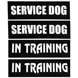 Homiego 4 Pack Luminous Service Dog Patch in Training Velcro, Reflective Glow in Dark Night, Military Morale Badge for Dog Harness Vest (Size: 6'' x 2'')