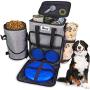 Dog Travel Bag, Travel Dog Bag Organizer, Airplane Approved Pet Carrier Backpack, Pet Travel Tote with 1 Dog Treat Pouch, 2 Collapsible Dog Bowls, 1 Pet Blanket and 1 Dog Frisbee