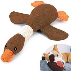 Pet Mallard Duck Dog Toy for Aggressive Chewers Dog, Wild Goose Puzzle Training Toys, Dog Chew Toys with Squeakers for Boredom, Cute Soft Pet Toy for Small Medium Dogs（Brown）