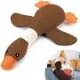 Pet Mallard Duck Dog Toy for Aggressive Chewers Dog, Wild Goose Puzzle Training Toys, Dog Chew Toys with Squeakers for Boredom, Cute Soft Pet Toy for Small Medium Dogs（Brown）