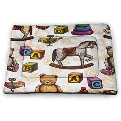 DayDayFun Vintage Pad Pet Retro Nostalgic 60s 70s Fashion Stripes Vertical Pattern Vintage Pet Mats for Food and Water Orange Mustard Dust Cream
