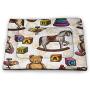 DayDayFun Vintage Pad Pet Retro Nostalgic 60s 70s Fashion Stripes Vertical Pattern Vintage Pet Mats for Food and Water Orange Mustard Dust Cream