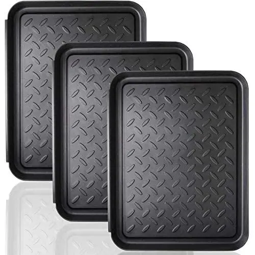 Boot Tray - 3 PCS Heavy Duty Shoe Mat Trays, Dog Bowl or Cat Bowl Mats Trap Mud, Water and Pet Food Mess to Protect Floors (13.75'' x 10.85'' x 1.25'') Boot Tray - 3 PCS Heavy Duty Shoe Mat Trays, Dog Bowl or Cat Bowl Mats Trap Mud, Water and Pet Food Mess to Protect Floors (13.75'' x 10.85'' x 1.25'')