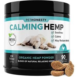 PetHonesty Hemp Calming Treats for Dogs - All-Natural Soothing Snacks with Hemp + Valerian Root, Stress & Dog Anxiety Relief - Aids with Thunder, Fireworks, Chewing & Barking