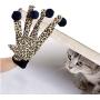 Pet Toy Cat Teaser Gloves, Ji Speed Cat Kitten Play& Scratching Gloves With Plush Balls, Leopard Pattern Funny Cat Kitten Interactive Toy 5 Fingers, 1 Pair