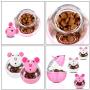 PORTOWN 4 Pcs Cat Food Ball Dispenser, Small Cat Food Balls Slow Feeder Mice Shaped Tumbler Cat Food Toy Cat Treat Toy Feeder Toy for Interactive IQ Treat Training(Pink,White)