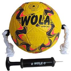 Wola Dog Soccer Ball, Size 3 with Free Pump, Made Out of 100% Natural Rubber, Non-Toxic Dog Toy - Rope & Tug Dog Toy