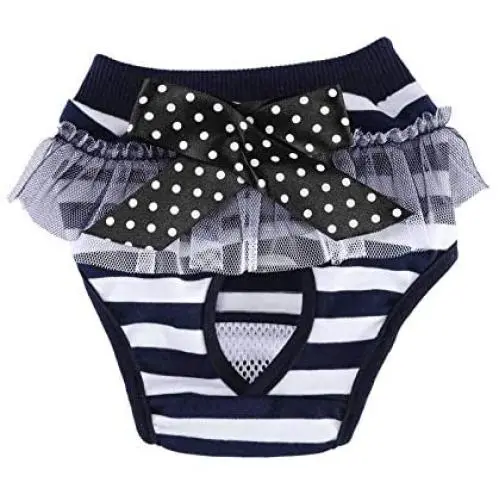 CHICTRY Washable Dog Diaper Reusable Pet Puppy Doggy Kitten Cotton Sanitary Physiological Shorts Panties Underpants for Untrained Puppies Doggie Menstruation Incontinence Navy Blue S CHICTRY Washable Dog Diaper Reusable Pet Puppy Doggy Kitten Cotton Sanitary Physiological Shorts Panties Underpants for Untrained Puppies Doggie Menstruation Incontinence Navy Blue S
