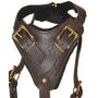 Dean and Tyler The Blade with Handle Brass Belt Style Buckles Leather Dog Harness, Brown, Large - Fits Girth Size: 31-Inch to 41-Inch
