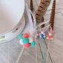 Pet Cat Toy Long Tail Feathers Stick Funny Rainbow Ball Feathers Playing Rod Toys Fairy Interactive Toy Stick Pet Cat Supplies