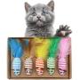 Aopiu 5 Pcs/Set Interactive Pet Cat Toys, Cat Stick Wand Feather Bell Sisal Mouse Mice