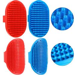 2 Pieces Dog Bath Brush Dog Shampoo Brush and 2 Pieces Pet Grooming Brush Set for Shampooing and Massaging Dogs, Cats, Small Animals with Short or Long Hair (4 Pieces in Total)