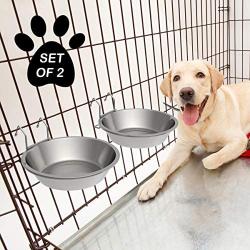 PETMAKER Stainless-Steel Hanging Pet Bowls for Dogs & Cats-Cage, Kennel, & Crate Large Feeder Dishes for Food & Water-Set of 2, 48oz Each
