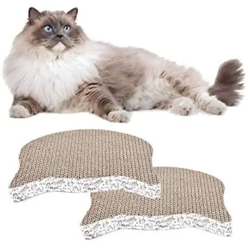 laamei Corrugated Cat Scratcher, Durable Cat Scratching Pad Kitty Shape Reversible Cat Couch Scratcher for Furniture Protector, Gift for Cat Lover laamei Corrugated Cat Scratcher, Durable Cat Scratching Pad Kitty Shape Reversible Cat Couch Scratcher for Furniture Protector, Gift for Cat Lover
