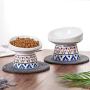 LIONWEI LIONWELI Ceramic Tilted Elevated Cat Dog Bowl Raised Cat Food Water Bowl Dish no Spill Pet Comfort Feeding Bowls with Mat