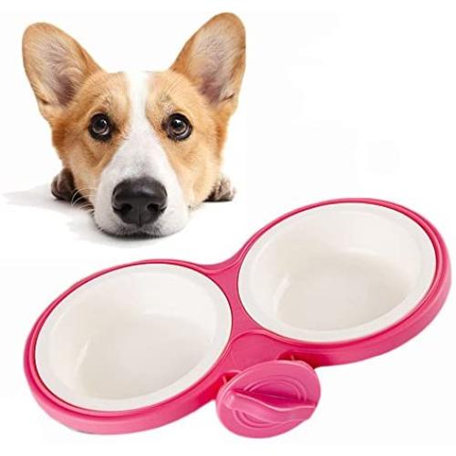 Pet Durable Bowl Cage Bowl,Pet Food Water Removable Bowls with Bolt Holder Hanging Cage Coop Cup Non-Skid Feeder Set Double Diners Portable for Feeding Dogs Cats Birds