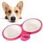 Pet Durable Bowl Cage Bowl,Pet Food Water Removable Bowls with Bolt Holder Hanging Cage Coop Cup Non-Skid Feeder Set Double Diners Portable for Feeding Dogs Cats Birds