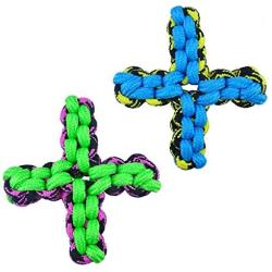 MPP Paracord Dog Toys Twisted Rope Quad X Shape Tough Chew Tugs Choose Color 7 3/4''