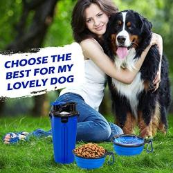 Dog Water Bottle for Walking, Portable Water Bottle for Dogs, with Collapsible Dog Water Bowl and Slow Feeder Bowl for Travel