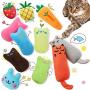 11 Pieces Cat Catnip Toys Cartoon Square Catnip Cat Chew Toys Interactive Cute Cat Entertaining Toys for Pet Kitten Cat Playing Chewing Grinding Claw and Teeth Cleaning, Assorted Styles