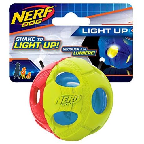 Nerf Dog 2.5in LED Bash Ball, Red/Green Dog Toy