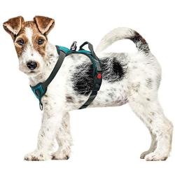 FUNFLOWERS Dog Harness No-Pull Adjustable Pet Vest Durable Polyester Material Dog Chest Strap with Reflective Strips Easy Control Training Harness for Small Medium Large Dog, 4 Colors