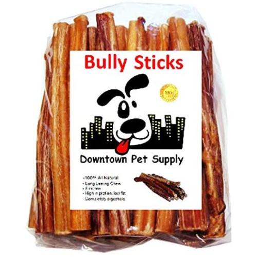 Downtown Pet Supply 6 inch Bully Sticks - Standard Regular Thick Select Dog Dental Chew Treats (10 Pack)