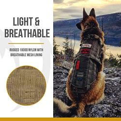 OneTigris Tactical Dog Training Vest Harness with Mesh Padding and Two Handles (Tan, XL / 54cm)