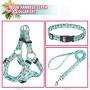 EXPAWLORER No Pull Dog Harness with Leash and Collar Set, Basic Halter Vest Harness, Adjustable Soft Strap with Fashion Banana Flamingo Design