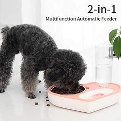 ASENVER Automatic Pet Feeder 2-in-1 Cat Feeding Dispenser Detachable Dog Water Bottle and Food Bowl Heart Shaped