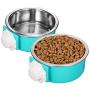 IMIKE Removable Stainless Steel Crate Dog Bowl,Pets Hanging Water Food Feeder Bowl Cage Coop Cup for Dogs,Cats,Birds,Small Animals-Blue