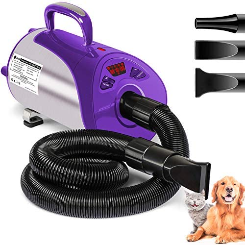 Dog Dryer, Professional Dog Hair Dryer with Led Screen 8 Adjustable Speeds & Temp Dog Blow Dryer High Velocity Low-Noise Pet Hair Force Dryer for Cat Small Large Dog Pet Grooming Dryer Blower 3.2HP