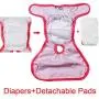 JoyDaog Dog Diapers for Female Small Dogs with Detachable Diaper Pad,(3 Pack) Reusable Premium Puppy Belly XS