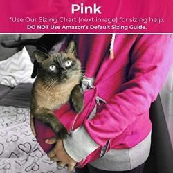 Pet Pouch Hoodie Small Pet Carrier - Dog Cat Pouch Hoodie Sweatshirt Kangaroo Pocket Holder - No Ears - Womens Fit