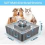 THMY Ceramic Cat Fountain, 2.1L Pet Drinking Fountain for Cat and Dog, Cat Fountain Porcelain, Cat Water Dispenser with 3 Activated Carbon Filter and Sponge Foam Pre-Filter (Grey)