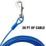 Petbobi 30 ft Tie Out Cable for Dog with Durable Spring and Metal Swivel Hooks for Outdoor, Yard and Camping, Rust- Proof Training Tether for Small to Medium Dogs Up to 85 Pounds, Blue