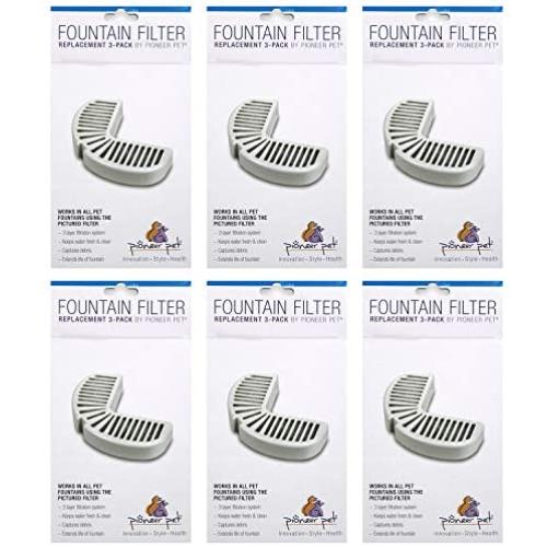 Pioneer Pet Replacement Filters for Ceramic & Stainless Steel Fountains, Raindrop Filters (18 Filters)