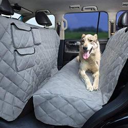 Tapiona XXL Dog Seat Cover - 63Wx94L XXL Back Seat Cover for Cars, Trucks & SUVs - Pet Hammock, Heavy Duty, Waterproof, Nonslip, No Odor, Seat Anchors, Washable + Pet Travel Bowl