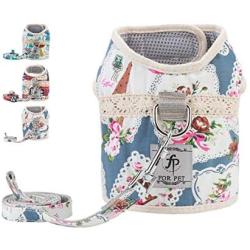 voopet Boho Soft Mesh Cat Harness, Dog Padded Front Vest Harness with Leash, Adjustable Pets No-Pull Walking Harness - Easy Control for Small Dogs & Puppy
