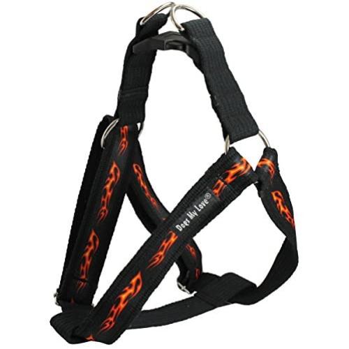 Cotton Web Adjustable Dog Step-in Harness 4 Sizes Flames Pattern Cotton Web Adjustable Dog Step-in Harness 4 Sizes Flames Pattern